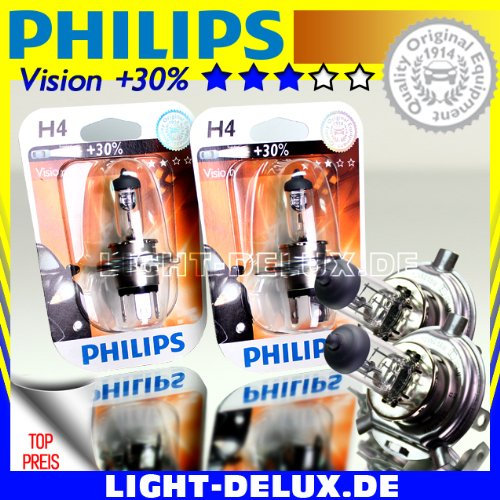 H4 Philips Vision 12v 60/55W Autolampen bis zu 30% mehr Licht