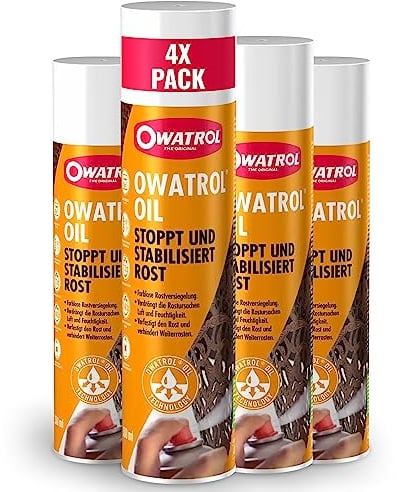 OWATROL® Rostschutz Spray 4 x [ 300ml ] - Für Metalle, Kunststoff, Glas, Holz, Farben & Lacke - Grundierung Spray Autolack - Rostumwandler Spray Auto - Korrosionsschutz Haftgrund Spray