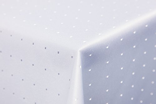 Punkte Damast Tischdecke eckig 135x180 von First-Tex *weiß*