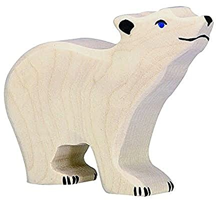 Holztiger Eisbär, klein, Kopf hoch, 80209