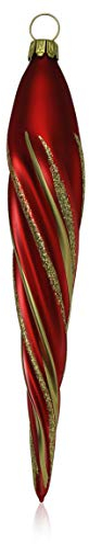 Lauschaer Glas Christbaumschmuck Eiszapfen dünn rot glanz/matt 4 Stück Christbaumschmuck Weihnachtsschmuck mundgeblasen,handdekoriert