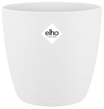 elho Brussels Round 22 - Flower Pot for Indoor - 100% Recycled Plastic - Ø 22.3 x H 20.6 cm - White/White