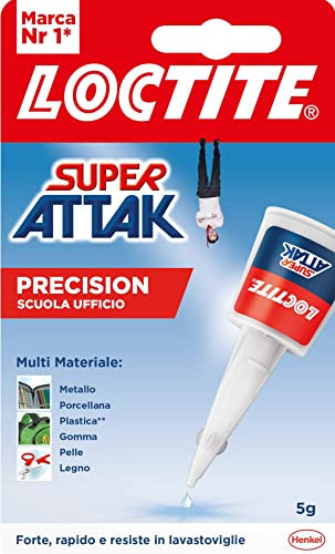 Loctite Super Attak Precision Scuola E Ufficio, Colla Liquida Trasparente Con Beccuccio Lungo, Colla Universale Istantanea Multimateriale, Colla Resistente E Precisa, 1 X 5 G, Multicolore