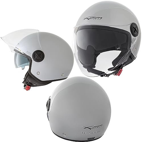 Motorradhelm Motorrad Roller Jet Helm Innensonnenblende Viser Silber L