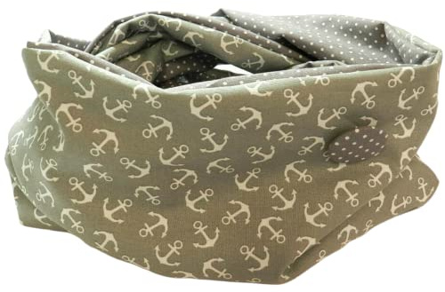 Loop-Schal aus Stoff - ANKER AUF GRAU - und - POLKA DOTS GRAU -