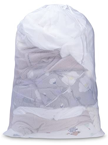 Meowoo Waschbeutel Wäschesack Groß für Waschmaschine Wäschenetz für BH,Dessous, Socken, Strumpfhosen, Strümpfe und Baby Kleidung 60 x 90 cm(1 pc-Weiß)