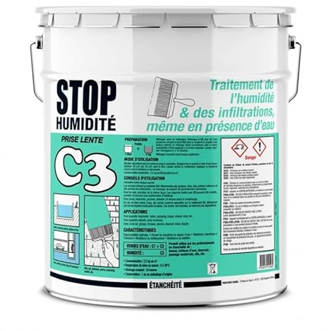 Enduit d'étanchéité, enduit de cuvelage, murs, maçonnerie, sous-sols, bassins, piscines, cuves, anti-infiltrations, C3 - PROCOM 5 Kg
