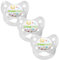 dentistar Silikon Schnuller 3er-Set - Größe 3, ab 14 Monate - Zahn- & kieferfreundlicher Nuckel mit Dental-Stufe – BPA-frei – Made in Germany - Grinsebacke, Transparent