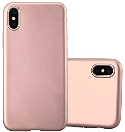 cadorabo Coque pour Apple iPhone X/XS en Metallic Or Rose - Housse Protection Souple en Silicone TPU avec Anti-Choc et Anti-Rayures - Ultra Slim Fin Gel Case Cover Bumper