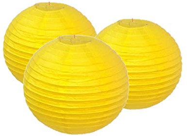 Matissa 3er-Pack Papierlaternen-Lampenschirme für Partys, Geburtstage, Babypartys, Hochzeitsfeiern, Dekoration 4(10cm) -16(40cm) (Gelb, 4 (10cm))