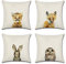 Dekorativ Kissenhülle Tiere Kissenbezug 45 x 45 cm, 4er Set Leinen Baumwolle Dekokissen Fall Sofa Schlafzimmer Auto Bed Haus Büro Home Decor Quadrat Kissenbezüge Süße Tiere Hase Eule Leopard Fuchs