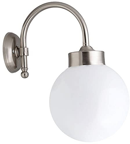 Massive Messinglampe in Weiß Nickel Kugel Schirm blendarm rostfrei IP43 Außenwandleuchte Hof Haus