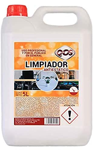 QOS. Limpiador atrapa Polvo antiestático para Cristales, Superficies plastificadas, esmaltadas, pulidas, etc. Garrafa 5 LTS