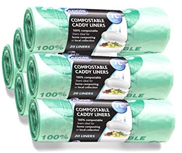 Addis 100% Kitchen Bags 120x, 6 Rolls of 20, 120 x Compost Liners, Pack