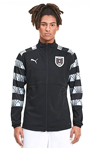 PUMA Mens International Soccer 2020 Stadium Jacket Austria, Puma Black-Puma White, Large