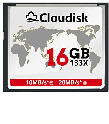 Cloudisk CompactFlash CF 2.0 pour Appareil Photo Reflex numérique, Appareil Photo numérique Vintage et équipement Industriel (16GB, 1 Carte par Paquet)
