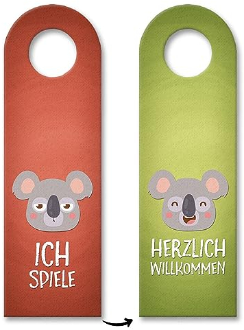 Ich spiele oder willkommen Türhänger mit Koala Motiv Kinderzimmer Kind Kinder