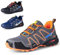 WYUKN Herren-Radschuhe-Indoor-Radschuhe ohne Schloss, wasserdichte Mountainbike-Radschuhe, rutschfeste Outdoor-Sportschuhe,Grayorangecolor-47EU
