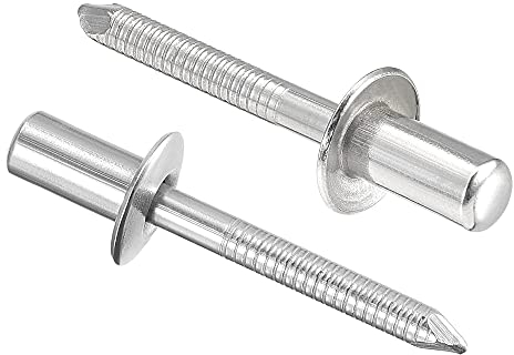 sourcing map Aveugle Rivets 304 Inoxidable Acier Tirer Rivets Base Décoration Rivets 6.4mm Diamètre 12mm Poignée Longueur Argenté 25Pcs