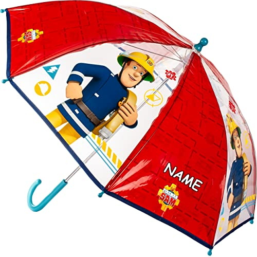 alles-meine.de GmbH Kinder - Reiseartikel & Taschen Verschiedene Artikel frei wählbar_Kinder Regenschirm Feuerwehrmann Sam Jones inkl. Name - Kinderschirm Ø 70 cm/lichtd..