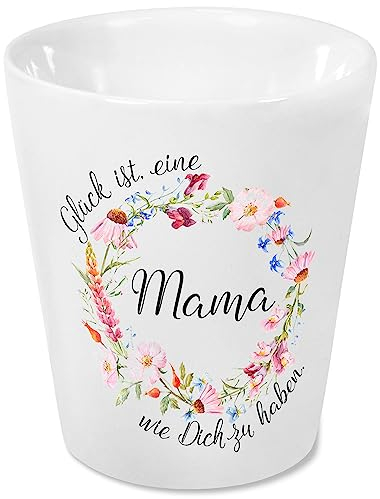True Statements bedruckter Blumentopf/Kräutertopf mit Spruch „Glück ist, eine Mama wie Dich zu haben“ - originelle Geschenkidee - perfekt als Dekoration