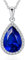 VONSSY Damenkette Edelstein Anhänger Halskette | Oval Teardrop Birne Kristall Rubin Smaragd Saphir Birthstone Halskette | Platin-Silber-Schmuckgeschenk (Saphir Blau)