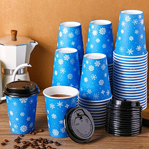 100 Set Disposable Coffee Cups with Lids 12 oz Disposable Dessert Cups Disposable Cups for Hot and Cold to Go Paper Coffee Cups Disposable Beverage Cups for Water Juice Coffee Tea