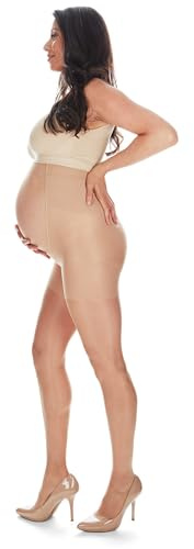 MeMoi Women's Maternity Satin Sheer Pantyhose Nude L-XL