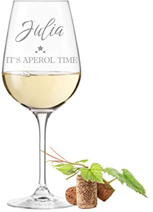 KS Laserdesign Leonardo Weinglas mit Gravur - It´s Aperol Time - mit Name personalisiert, Geschenke für Frauen & Männer, beste Freunde & Freundinnen, Geburtstagsgeschenke, Weinliebhaber