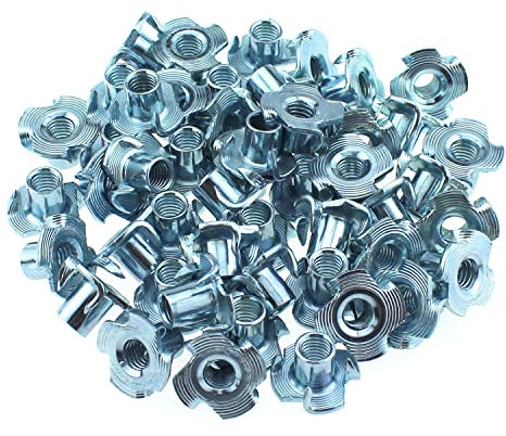 MTQY T-Nut mit 4 Zinken, 50 Stück, M6 x 10 mm, verzinkter Karbonstahl, 4 Zinken, für Holz, Klettern, Wand, hält Sperrholz, Möbel, Spanplatten, CNC-Fräser, T-Nut