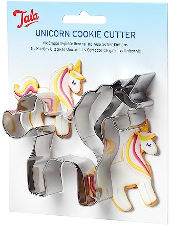 Tala Cortador de galletas de unicornio, cortador de galletas detallado para hornear, perfecto para fondant y masa, cortador de acero inoxidable, metal pulido espejo