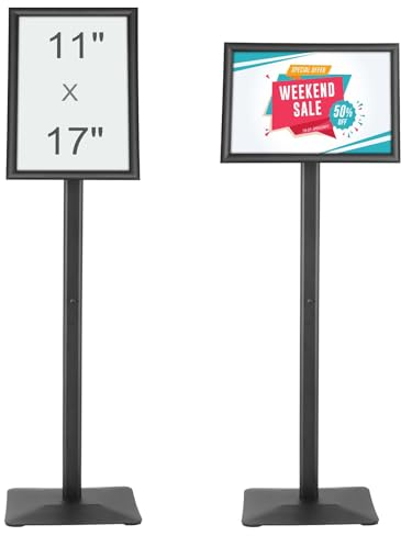 VEVOR Informationsständer mit Metallsockel 420 x 297 mm Infoständer Verstellbarer Blickwinkel per Drehknopf Posterständer, Robuster Bodenstehender Schilderhalter Aufsteller für Displays, Werbung