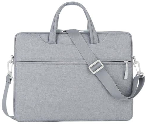 Hixingo Maletín Funda para Portátil 14 16, Impermeable Portátiles Bolsa Bolsa Ordenador Compatible Funda Protectora Laptop Bolso Bandolera para Hombre Mujer (15’,Gris (Correa de Hombro))