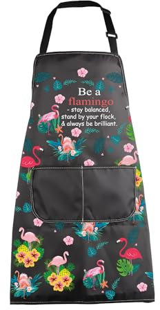 ENSIANTH Delantales de flamenco para mujer con bolsillos, delantal de chef de flamenco rosa, delantal de cocina, regalos para amantes de los flamencos, regalos para ser un flamenco, Delantal de