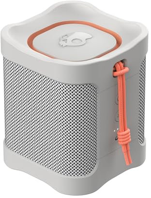 Skullcandy Terrain Mini Wireless Bluetooth Portable Speaker, IPX7 Waterproof, 14 Hour Battery, True Wireless Stereo with Built-In Carry Strap for Travel and Outdoor Use - Bone/Orange