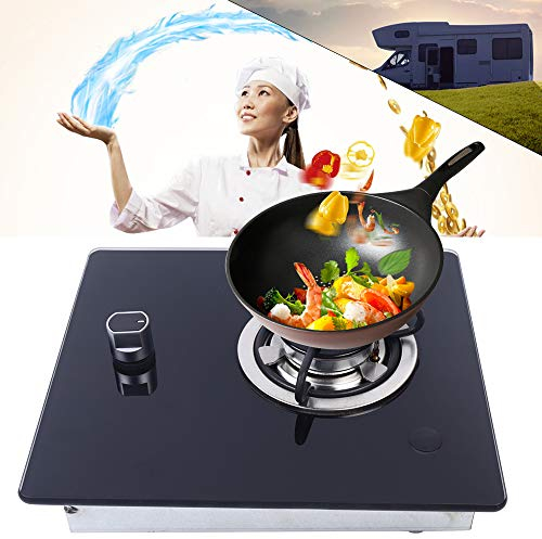 Bateau Caravane RV Camping-Car intégré 1 brûleur cuisinière à gaz GPL cuisinière à gaz en Acier Inoxydable cuisinière à gaz avec Verre trempé, 12 Pouces
