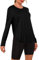 Terecey Sportshirt Damen Langarm UPF 50+ Sommer Sonnenshirt Schnelltrocknend Rundhals Langarmshirt Leichtes Atmungsaktiv UV-Shirts für Gym Yoga Wandern Schwarz-XL