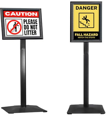 STANDNEE Porte affiche a4 sur pied support de support de panneau robuste Panneau de sol de sol, présentoir d’affiches Panneaux debout en aluminium avec feuille de PVC et socle robuste, noir