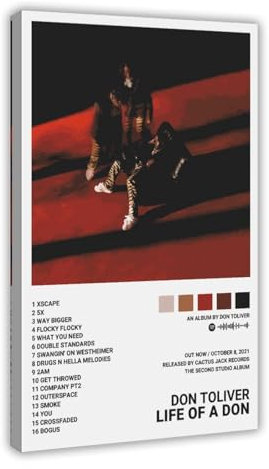 Don Toliver Poster Life of A DON, Albumposter, Leinwand, Poster, Schlafzimmer-Dekor, Sportlandschaft, Büro, Raumdekoration, Geschenkrahmen: 30 x 45 cm