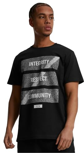 Merchcode Men's MC879-Footballs Coming Home Integrity, Respect, Community Tee T-Shirt, Black, L