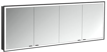 Emco Prime Facelift Lichtspiegelschrank, 2000 mm, 4 Türen, Unterputzmodell, 9497, Farbe: schwarz/Spiegel