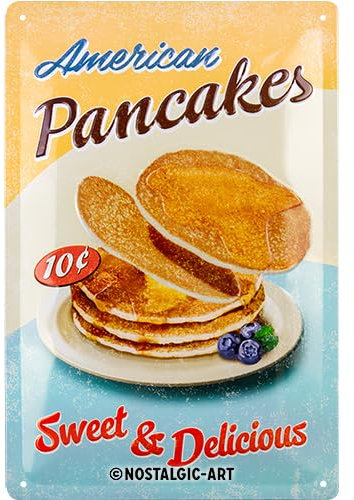 Nostalgic-Art Retro Blechschild, 20 x 30 cm, American Pancakes – Geschenk-Idee für Diner-Fans, aus Metall, Vintage Design