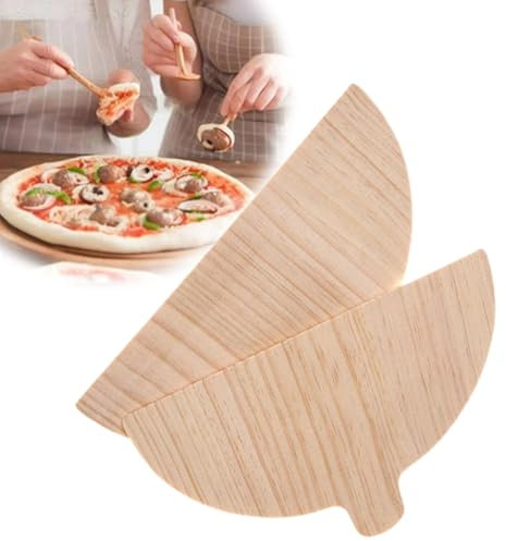 Pala de pizza de madera, tabla de pizza, espátula de pizza, tabla de cortar, pala de pizza de madera semicircular con asa, tabla de pizza de madera maciza media redonda para pan de pizza