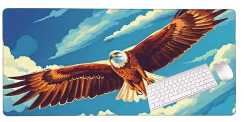 Gaming Mouse Pad, Large Mouse Mat 120x60x0.3 cm, Eagle Animals Desk Mat XXL Mousepad, Stitched Edges, Non- Slip Rubber Base, Iimproved Precision and Speed Keyboard Pad for Office Gamers S-7916