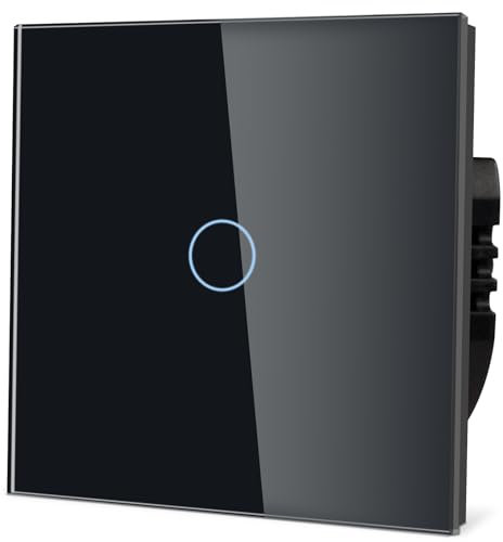 TAWOIA Interruptor de luz normal, interruptor de luz de pared, estándar 110 V-240 V, 86 x 86 mm, placa de cristal templado con retroiluminación LED, interruptor táctil de 1 vía, 2 vías, 1000 W, color