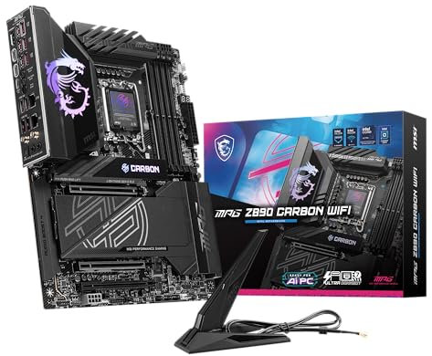 MSI MPG Z890 Carbon WiFi Gaming Motherboard (Compatible with Intel Core Ultra Series 2, LGA 1851, DDR5, PCIe 5.0, M.2, SATA, 5Gbps LAN, USB Type-C, Wi-Fi 7, Bluetooth 5.4,