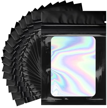 120 Stück Mylar Beutel Set 7 * 10cm Zip Beutel Schwarz Wiederverschließbare Beutel Druckverschlussbeutel Tüten mit Verschluss für Süßigkeiten Keksen Schmuck