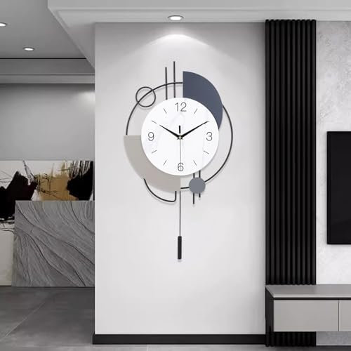 TOHOOYO Wanduhren für Wohnzimmerdekoration Große dekorative Wanduhren batteriebetrieben für Schlafzimmer Küche Büro Haus Große Metallwanduhr mit Pendel Stille Wanduhr Nicht tickend 16x26,5 Zoll Gold