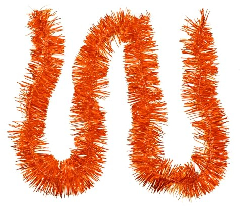 30m Weihnachtsgirlande Lametta-Girlande, Glänzend Metallic Tinsel Girlande Weihnachtsbaum Girlande Weihnachtsdeko Hängedeko für Halloween Silvester Party Karneval Fasching Deko Geburtstagsdeko, Orange