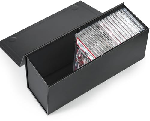 CollectHall Modern Black Graded Sports Card Storage Box, PSA, BGS, SGC-1 Compatible, Holds 40+ Cards, Magnetic Closure
